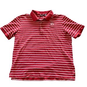 Pebble Beach Red White‎ Striped Golf Polo Shirt Size XL